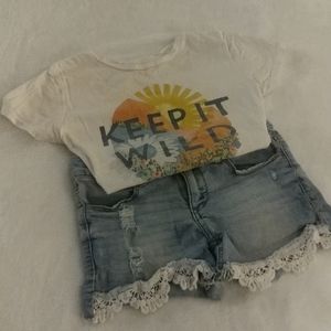 Denim Shorts and a shirt set girl size 10
